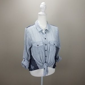 *SALE* [Free People] Blue Stripe Button Up Top